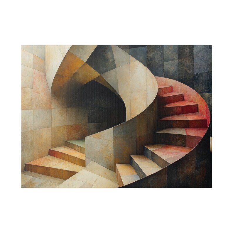 Spiral Staircase Canvas Wall Art, Geometric Abstract Home Decor