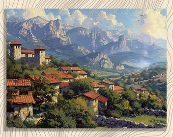 Bulgaria Canvas Wall Art, Nostalgic Bulgarian Poster, High Resolution Painting, Ancient Ruins, Thracian Art, Traditional Embroidery, Wallart
