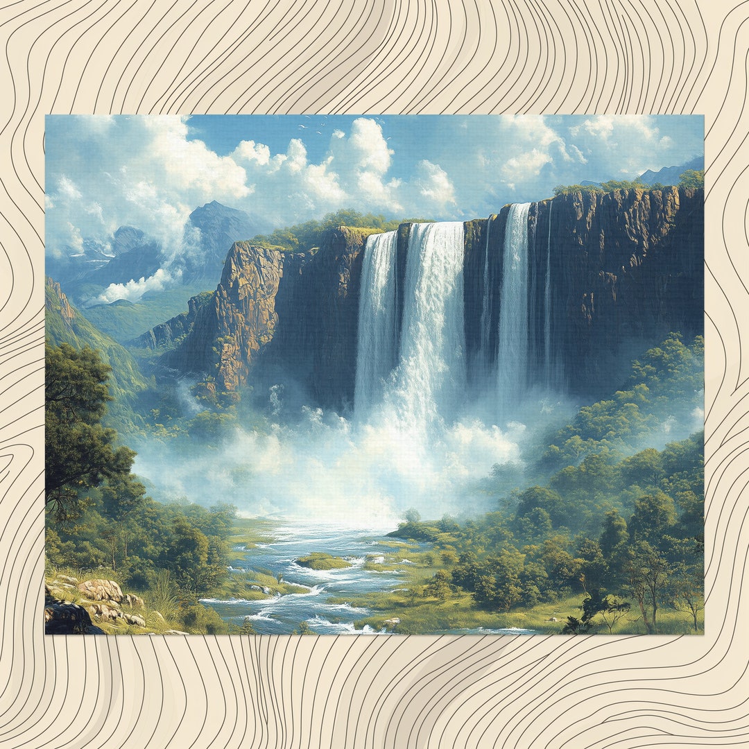 Zimbabwean Canvas Wall Art, Vibrant Landscape of Victoria Falls Lush