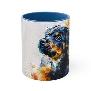 Blauwgele puppymok | Dierenliefhebber, Koffiemok, Theemok, Natuur, Cadeau, Cadeau, Verjaardag, Vakantie, Vakantie, Natuur, Heden, Cadeau, Mooie Mokken, Populair