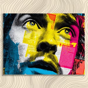 Modern Pop Art Canvas Wall Art – Colorful Abstract Collage Portrait Print Decor Gift for Collectors and Designers Urban Vibrant Painting