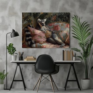 ABCD test mockup for Ring-tailed Lemur canvas wall art, wildlife decor, animal lover gift, nature themed wall decor, vibrant illustration, eco-friendly print