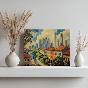Singapore Canvas Wall Art Skyline Scenes Marina Bay Sands Sentosa Garden, Relaxing Decor for Living Room, Office, Hallway, Toilet or Bedroom