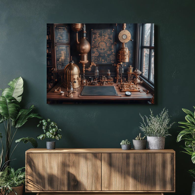 Photo inspiration: Visual Reference: Industrial Steampunk Machinery Canvas Wall Art
