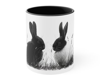 Rabbits Mug Coffee Mug Tea Cup Cute Pets Animals Present Gift Birthday Holiday Vacation Beautiful Mugs Family Trending Art Popular Design