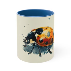 Blue Yellow Ladybug Mug | Animal Lover, Coffee Mug, Tea Mug, Nature, Present, Gift, Birthday, Holiday, Vacation, Beautiful Mugs, Popular