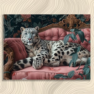Snow Leopard canvas wall art, stunning animal print, wildlife decor, large modern wall hanging, home office artwork, majestic feline gift