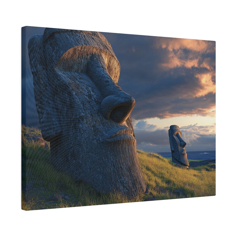 Moai Canvas Wall Art, Stunning Easter Island Statues, Pacific Ocean