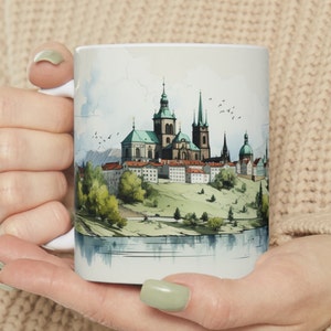 Tasse à café et à thé République tchèque, 11 oz, blanc
