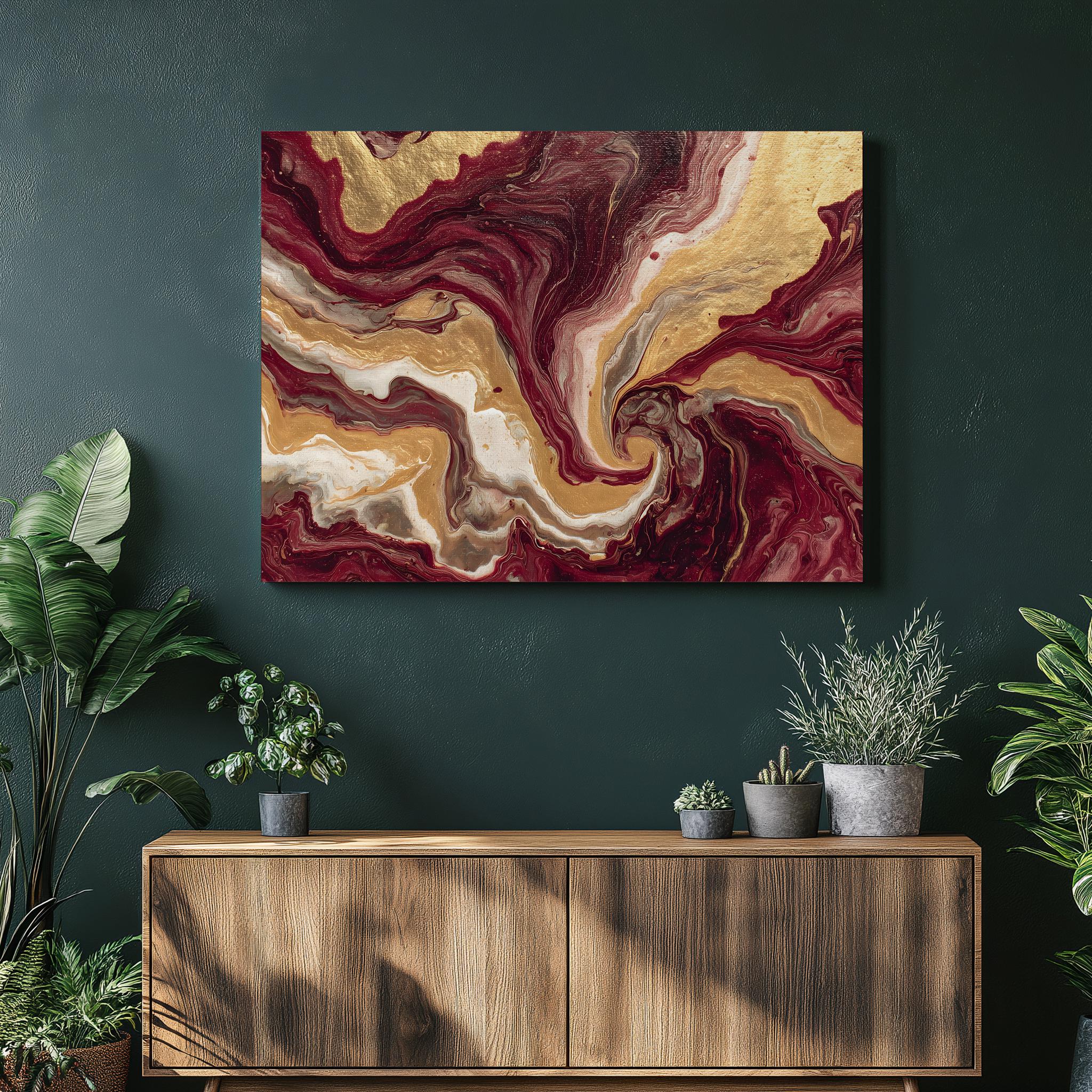 抽象的な大理石の渦巻きキャンバスウォールアート - メタリック