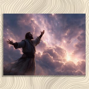 Spiritueller Himmel Leinwand Kunst - Sternenkarte Print, leuchtende Wolkenlandschaft, moderne himmlische Landschaft Geschenk für spirituelle Sucher Einzigartiges Geschenk