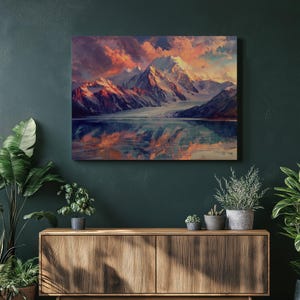 Alaska canvas wall art vibrant tundra scenery, stunning high-resolution painting of Inuit culture & glaciers, Alaskan wilderness poster