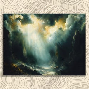 Art mural spectaculaire paysage sombre sur toile - Impression gothique de nuages d&#39;orage, cadeau nature romantique pour les amateurs d&#39;art, atmosphère mystique et rocheuse