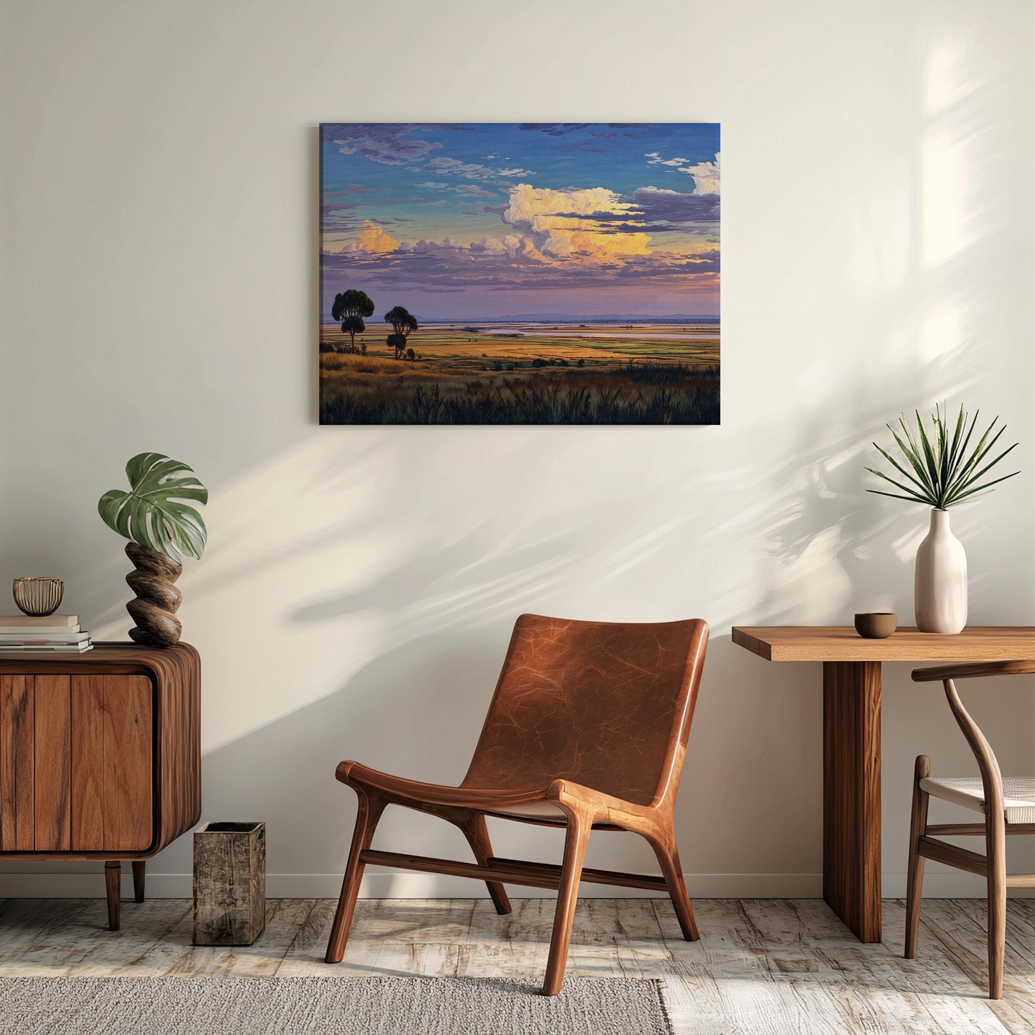 African Savanna Canvas Wall Art - Sunset Sky Landscape Print Gift Decor ...