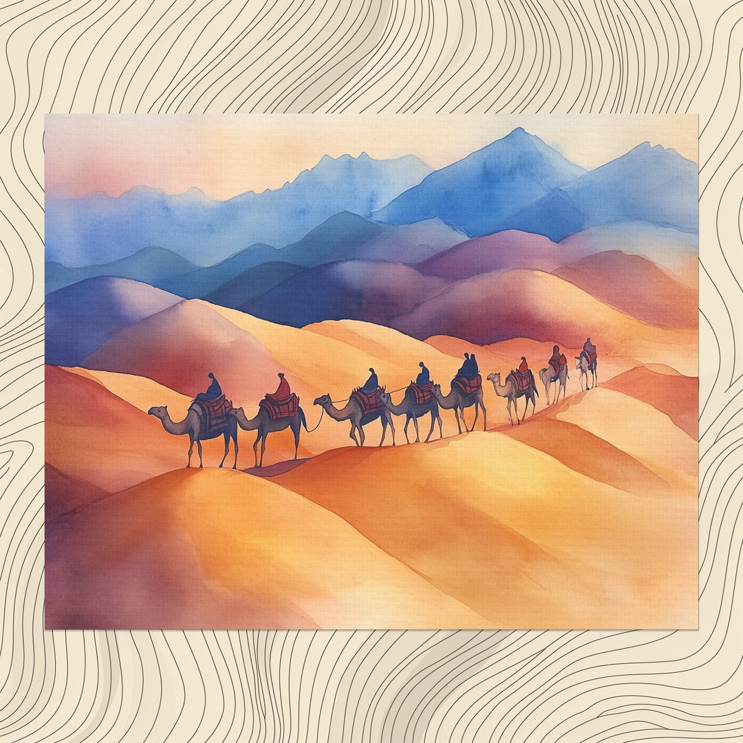 Camel Canvas Wall Art Vibrant Desert Scenery for Home Decor, Decoration