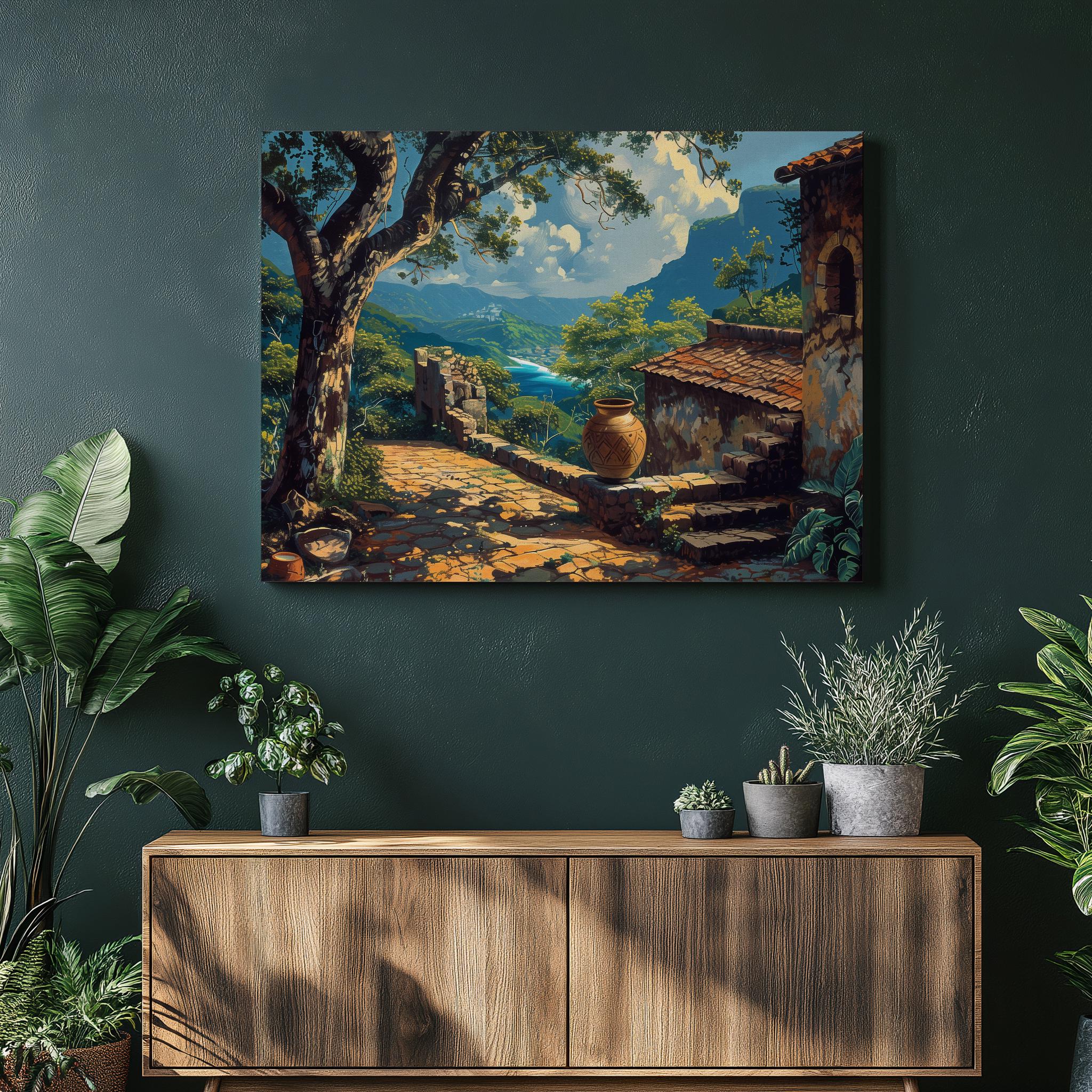 Honduras Canvas Wall Art Nostalgic Copan Ruins Detailed Oil Paint
