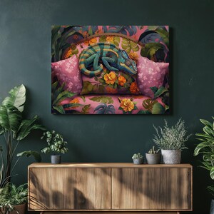 Chameleon Canvas Wall Art, Colorful Lizard Painting, Reptile Artwork, Home Decor, Living Room, Office, Nature Scene, Wildlife, Animal Art