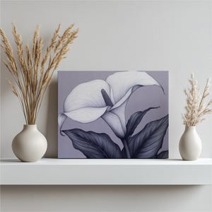Calla Lily Line Art Canvas Wall Art - Minimalist Flower Illustration Botanical Print Modern Wall Art Home Decor Nature Decor Print