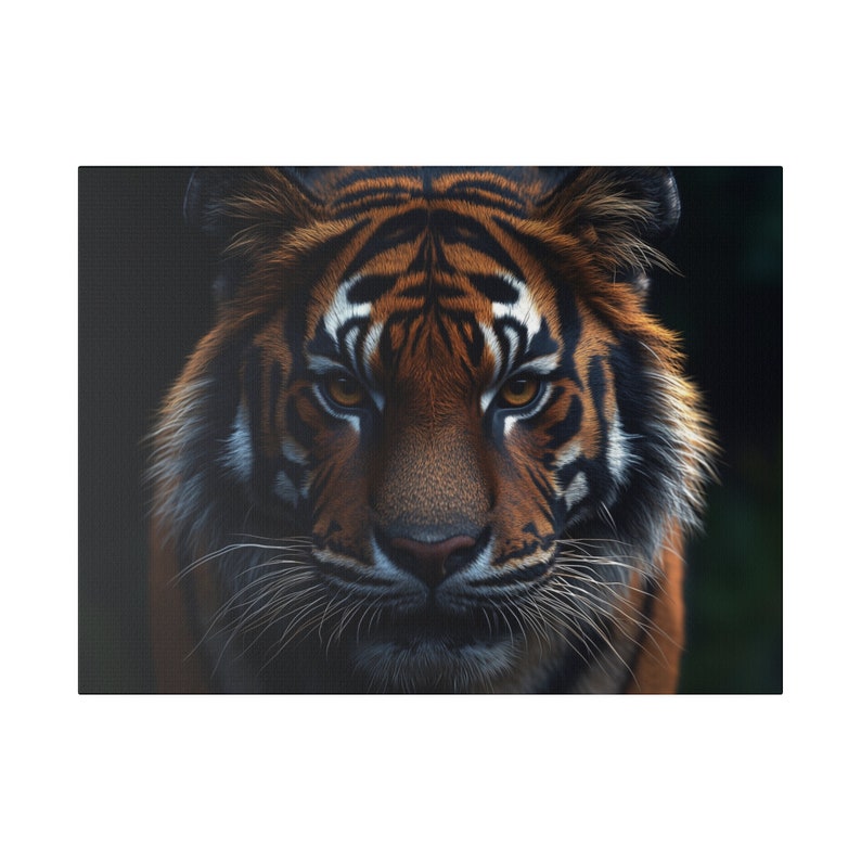 Tiger Portrait Canvas Wall Art, Hyper Realistic Wild Animal Decor for