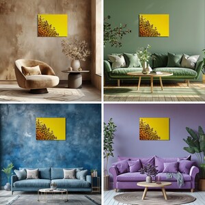 Sunflower Bees Macro canvas wall art – Vibrant nature photography pollination closeup yellow flower wildlife print colorful macro canvas image 2