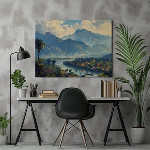 ABCD test mockup for Catchy Laos Canvas Wall Art Nostalgic Luang Prabang Detailed Painting for Living Room Decoration Glittering, Inexpensive Canvas Wall Artwork