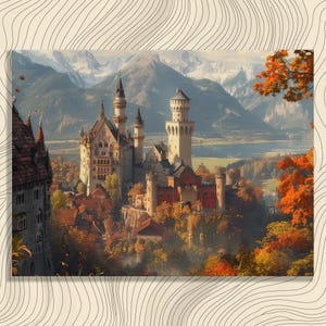 Germany Canvas Wall Art, German Scenery, Nostalgic Oil Painting, Oktoberfest Celebrations, Medieval Castles, Detailed Illustration, Home Art
