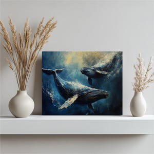 Majestic Whale Canvas Art Print | Ocean Wall Painting Decor for Home | Blue Whale Marine Life Canvas Gift for Nature Lovers Wall Hanging