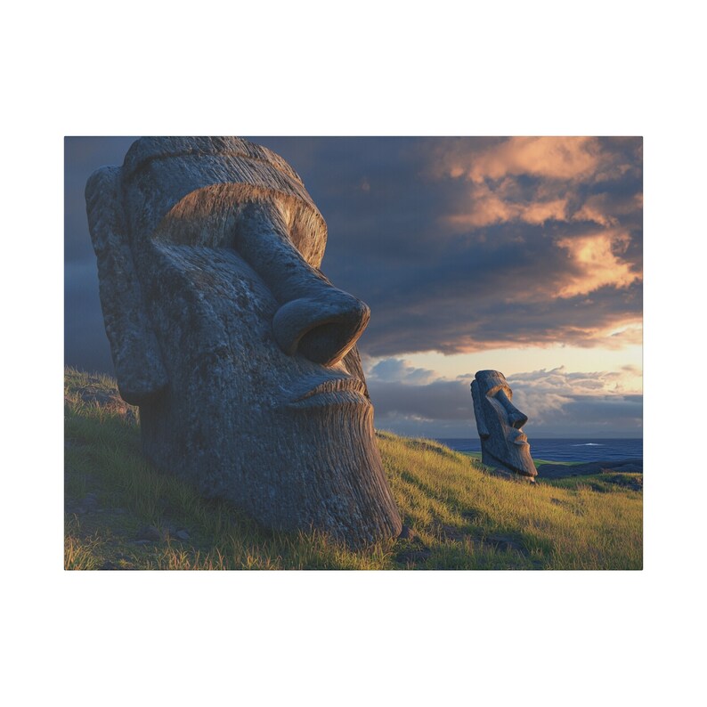 Moai Canvas Wall Art, Stunning Easter Island Statues, Pacific Ocean