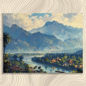 Test 3 mockup for Catchy Laos Canvas Wall Art Nostalgic Luang Prabang Detailed Painting for Living Room Decoration Glittering, Inexpensive Canvas Wall Artwork