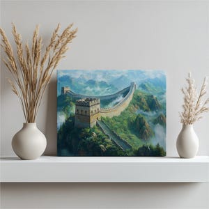 Great Wall of China Canvas Wall Art | Chinese Landscape Nature Print | Historical Landmark Decor for Living Room Office Bedroom