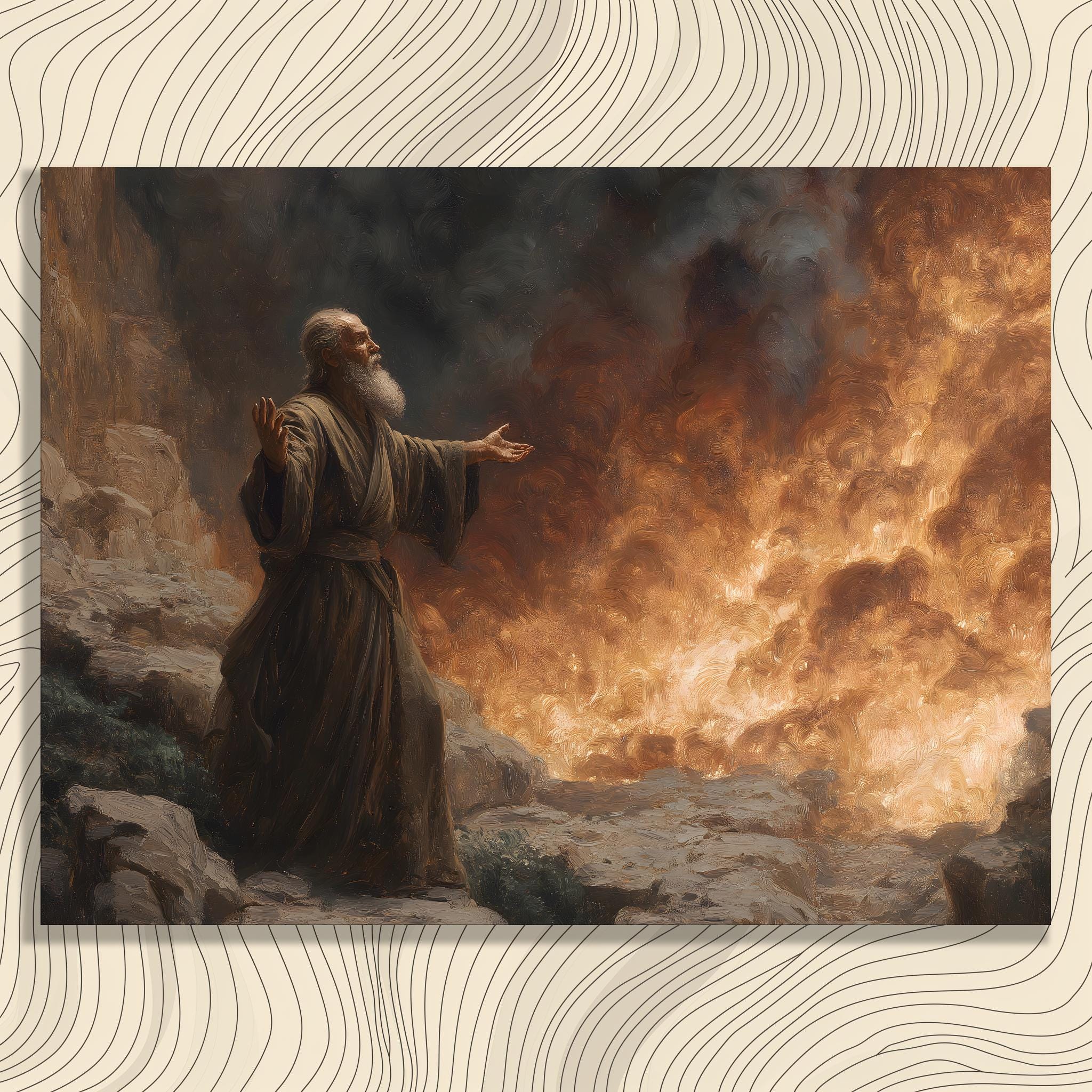 Moses Burning Bush Canvas Wall Art – Biblical Scene Religious