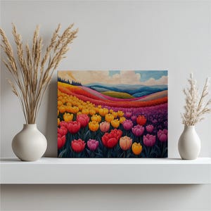 Vibrant Colorful Tulips Canvas Wall Art, Spring Flowers Painting for Home Decor, Floral Wall Art, Wall Decor and Canvas Prints Gallery
