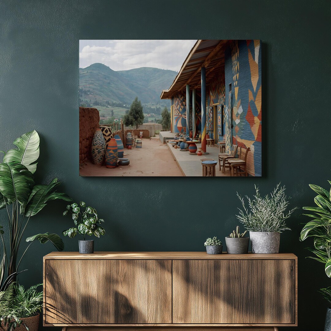 Rwanda Canvas Wall Art Weaving – Rwanda Woven Basket Decor Colorful ...