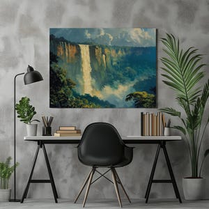 Guyana Canvas Wall Art, Nostalgic Kaieteur Falls High Resolution Home Decor Wall Hanging, Livingroom Decoration, Inexpensive Wall Art
