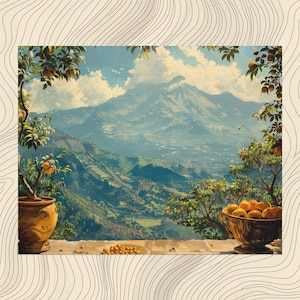 El Salvador canvas wall art, Salvadoran culture painting, nostalgic home decor, traditional cuisine, realistic scenery - DIGITAL LISTING