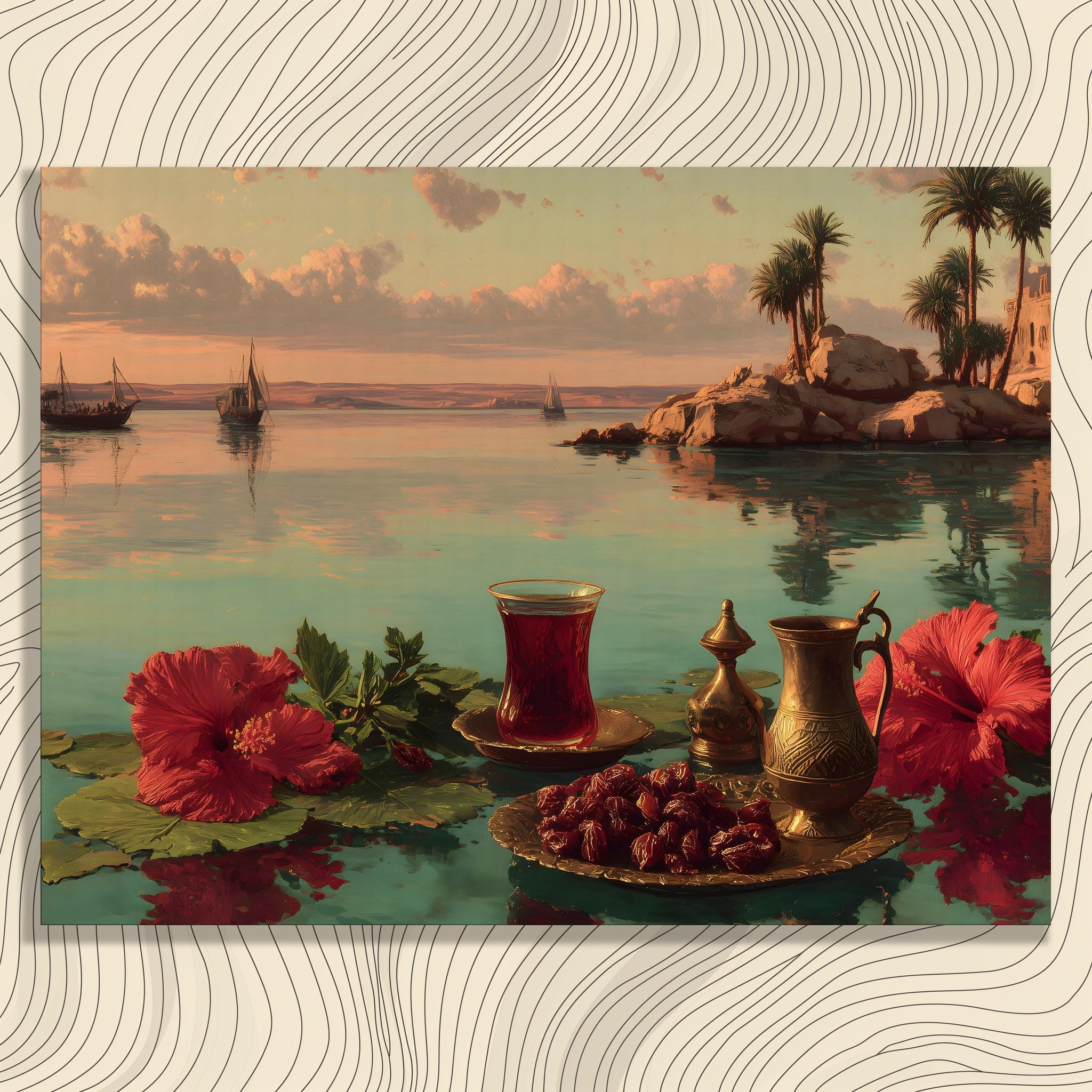 Sudan Nile Sunset Canvas Wall Art - Hibiscus Tea Still Life