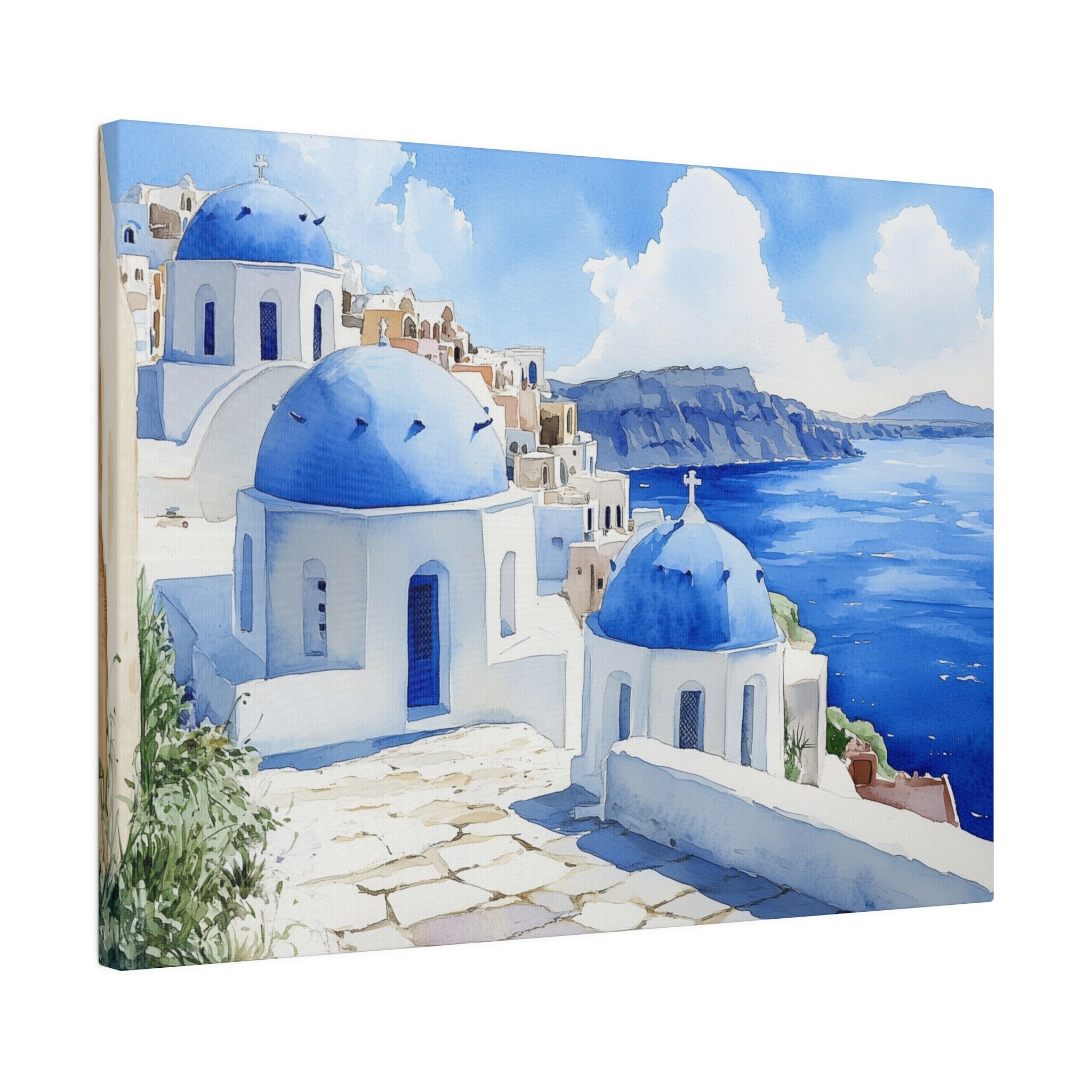 Toile De Fond Grèce Santorin 3x2m – Paysage Méditerranéen Bleu Océan, Village Blanc Élégant Pour Photos Mariage & Anniversaire