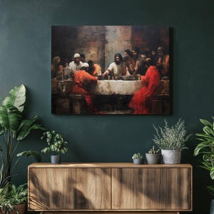 Dramatic Canvas Wall Art Last Supper – Classic Baroque Biblical Painting Jesus Christ Print Religious Decor Christian Gift Home Decor