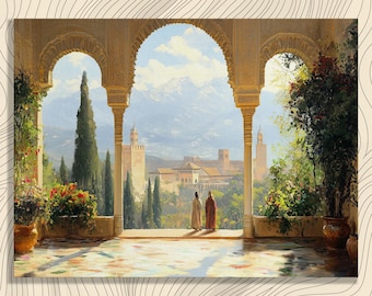 Alhambra canvas wall art Stunning Spanish Architecture, Ideal for Home Decor, Decoration for Living Room, Office, Hallway, Toilet or Bedroom
