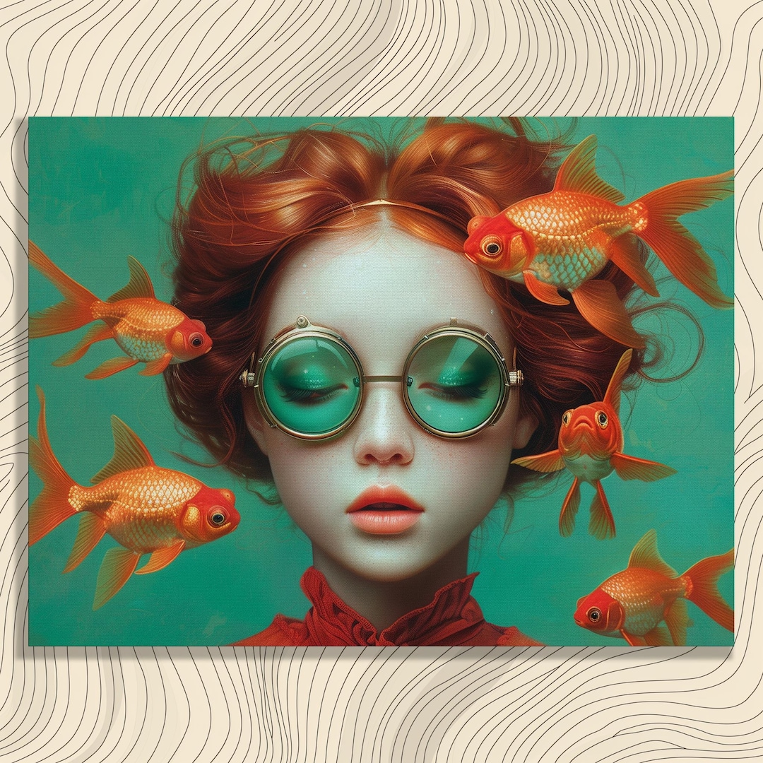 Toile de lunettes pour femme, art mural surréaliste, rétro