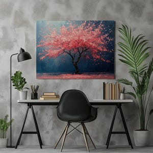 Cherry Blossom Canvas Wall Art, Elegant Sakura Tree Acrylic Painting ...