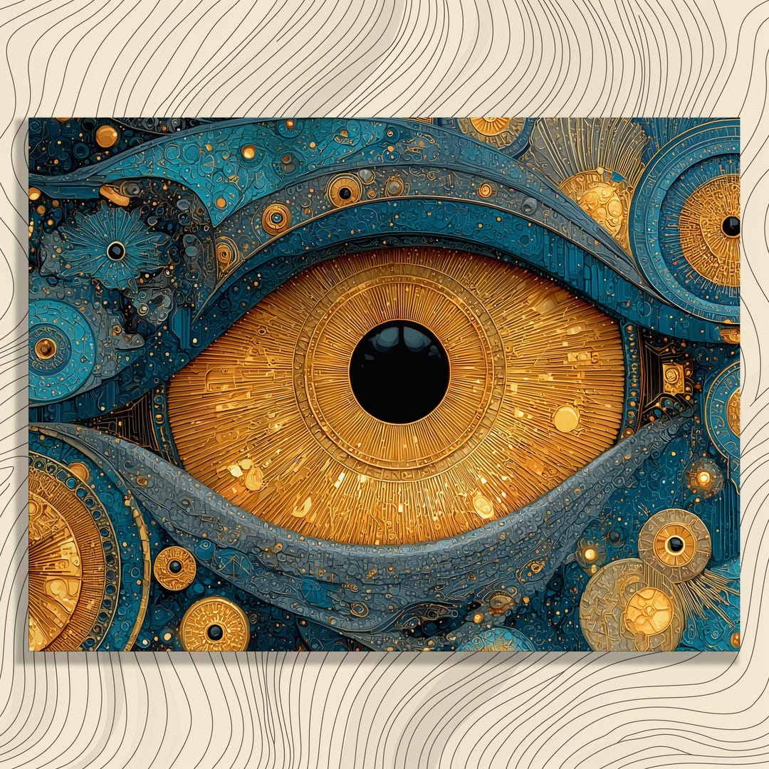 Intricate Cosmic Eye Canvas Wall Art – Abstract Circle Surreal Print ...