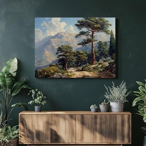 月明かりの竹橋キャンバスウォールアート – 水墨画ミニマリスト