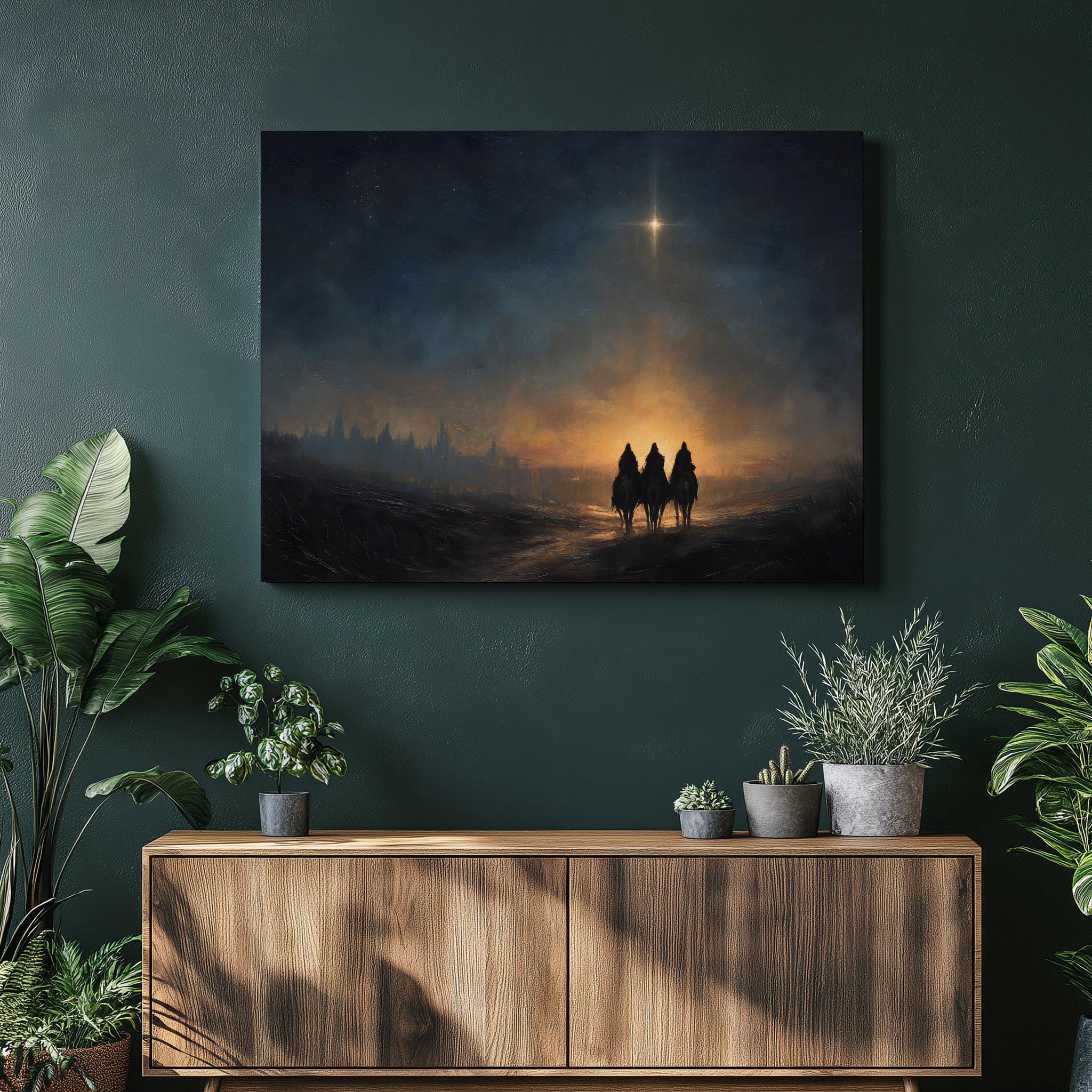 Three Wise Men Canvas Wall Art – Star of Bethlehem Nativity Painting ...