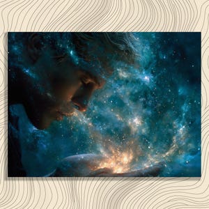 Abstract Cosmic Canvas Wall Art - Surreal Ethereal Dream Painting Celestial Decor Print Galaxy Night Sky Poster Fantasy Universe Gift