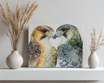 青いハヤブサの絵画、オリジナルの金属製鳥のアートワーク - Etsy 日本
