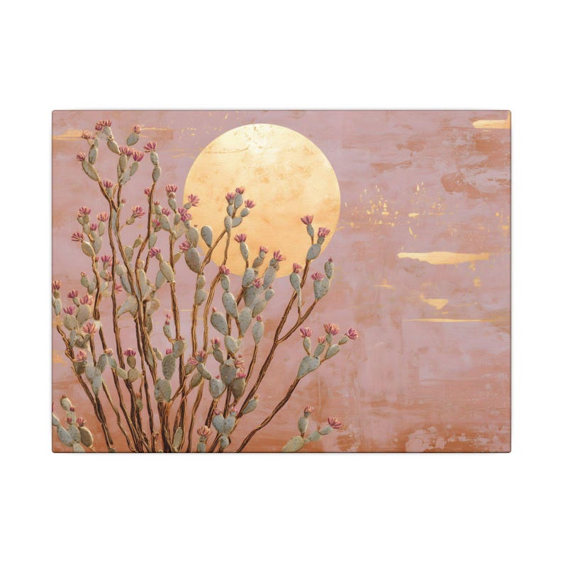 Blush Cactus Bloom Canvas Wall Art - Boho Desert Botanical Print Pink ...