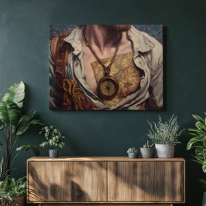 Maritimer Anhänger mit Kompass und Meereskarte – ein maritimer Anhänger mit maritimem maritimem Dekor