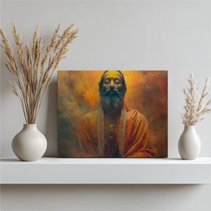 Ramakrishna Paramahamsa Canvas Wall Art, Spiritual Canvas Print for Home Decor, Hinduism Wall Art, Mystic Artwork for Enthusiasts, Fine Art