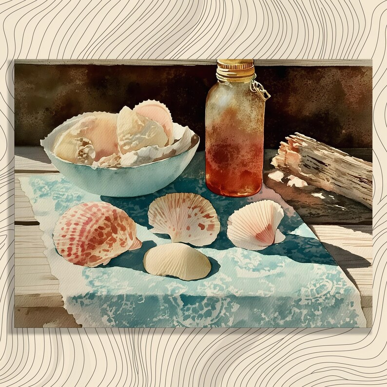 Sea Shell Still Life Coastal Seashell Still Life Art Print - Nautical Home Decor - Etsy